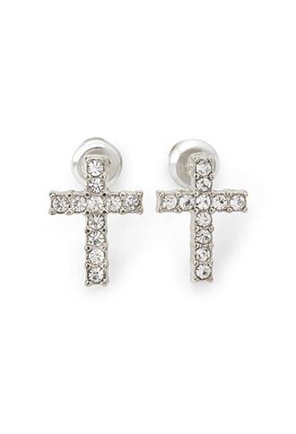 Forever21 Rhinestone Cross Studs