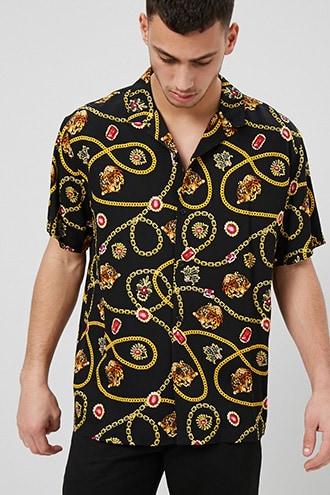 Forever21 Classic Fit Leopard & Chain Shirt
