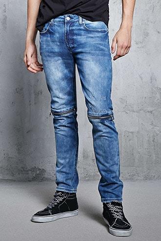 Forever21 Zippered Slim-fit Jeans
