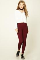 Forever21 Women's  Wine Side-zip Leggings