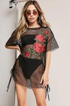 Forever21 Floral Applique Sheer Tunic