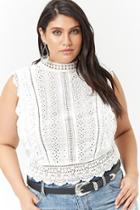 Forever21 Plus Size Eyelet Button-back Top