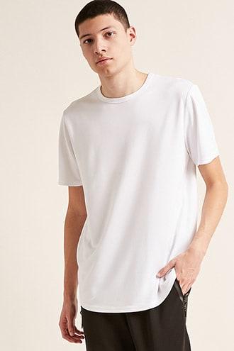 Forever21 Curved Hem Mesh Tee