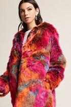Forever21 Longline Multicolor Faux Fur Coat