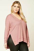 Forever21 Plus Women's  Plus Size Ribbed Hooded Top