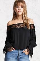 Forever21 Contemporary Lace-trim Top