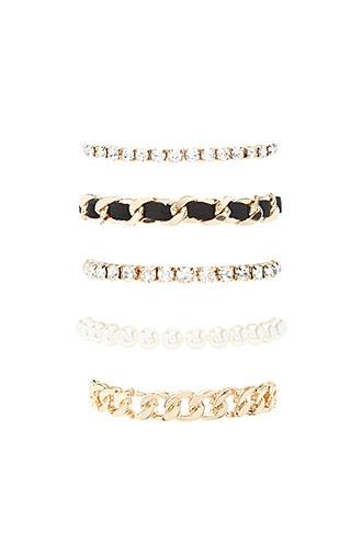 Forever21 Gold & Clear Stretch Bracelet Set
