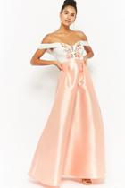 Forever21 Contrast Floral Off-the-shoulder Gown