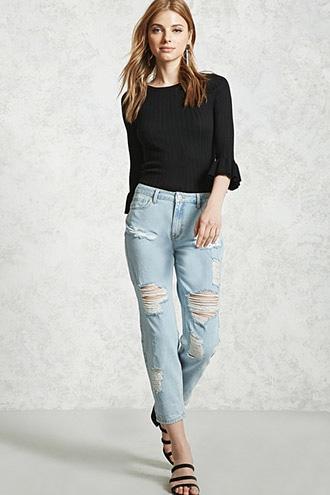 Forever21 Low-rise Distressed Jeans