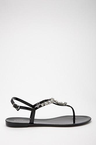 Forever21 Faux Gem Jelly Thong Sandals