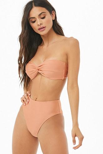 Forever21 Sheeny High-waist Bikini Bottoms