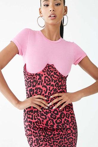 Forever21 Kikiriki Jaguar Print Open-bust Dress