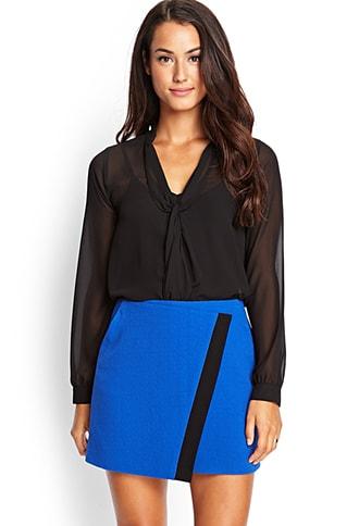 Forever21 Contemporary Faux Wrap Crepe Skirt