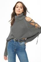 Forever21 Cropped Lace-up Turtleneck Sweater