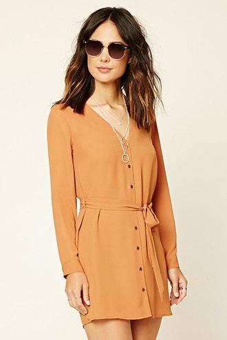 Forever21 Women's Amber Belted Shirt Dress