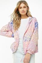 Forever21 Hooded Ombre Leopard Print Windbreaker Jacket