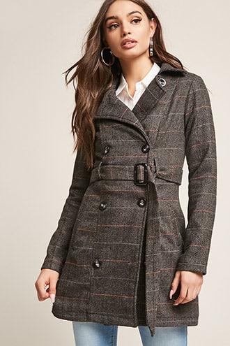 Forever21 Belted Tweed Trench Coat