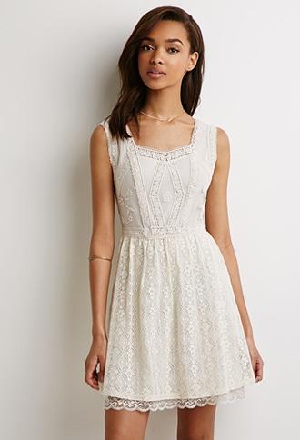 Forever21 Embroidered Fit And Flare Dress