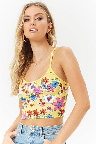Forever21 Daisy Print Cropped Cami