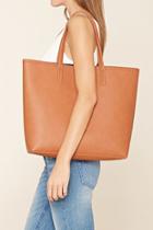 Forever21 Tan Structured Faux Leather Tote