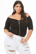 Forever21 Plus Size Zippered Off-the-shoulder Top