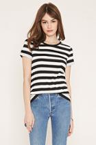 Forever21 Women's  Black & Cream Striped Tee