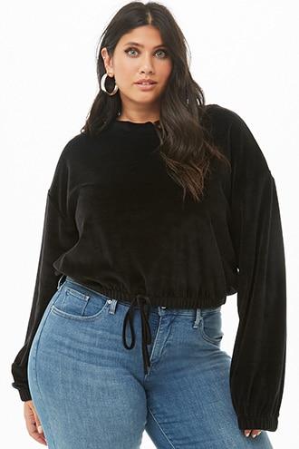 Forever21 Plus Size Velvet Tie-front Sweater
