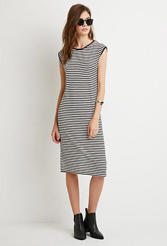 Forever21 Striped High-slit Midi Dress