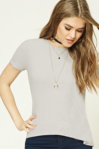 Forever21 Ribbed High-low Top