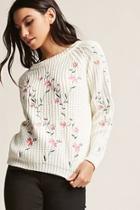 Forever21 Floral Embroidered Sweater