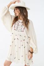 Forever21 Floral Embroidered Peasant Mini Dress