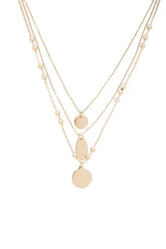 Forever21 Layered Disc Pendant Chain Necklace