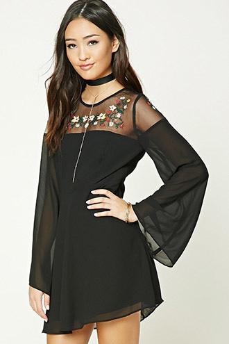 Forever21 Women's  Floral Embroidered Sheath Dress