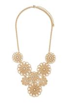 Forever21 Gold Floral Rhinestone Bib Necklace