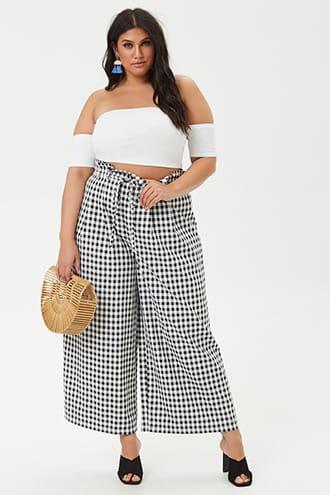 Forever21 Plus Size Gingham Wide-leg Pants