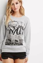 Forever21 Women's  Ny La Graphic Sweatshirt (heather Grey/black)