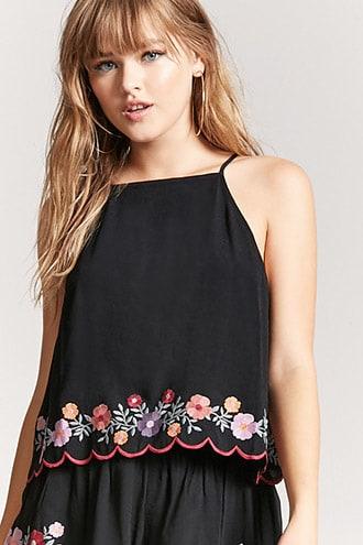Forever21 Embroidered Split-back Cami