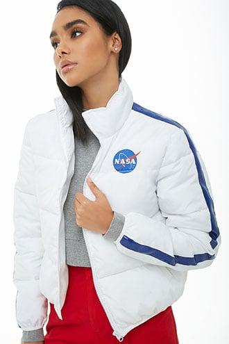Forever21 Nasa Striped-trim Puffer Jacket
