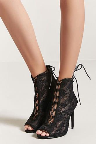 Forever21 Sheer Lace-up Booties