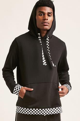 Forever21 Checkered-trim Hoodie