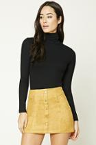 Forever21 Women's  Mustard Faux Suede Mini Skirt