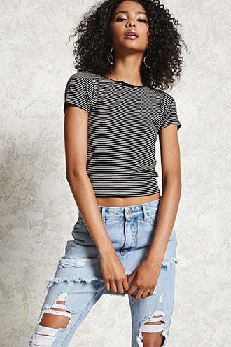Forever21 Stripe Crew Neck Tee