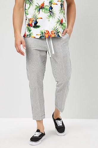 Forever21 Pinstriped Linen-blend Pants