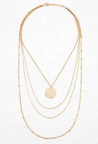 Forever21 Disc Charm Layered Necklace