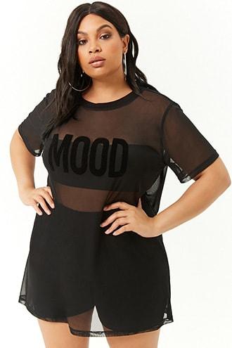 Forever21 Plus Size Mesh Mood Graphic Tunic