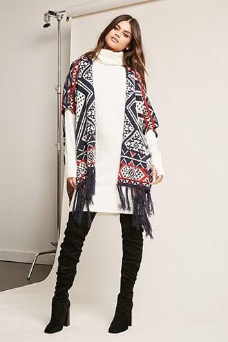Forever21 Geo Print Hooded Poncho