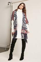 Forever21 Geo Print Hooded Poncho