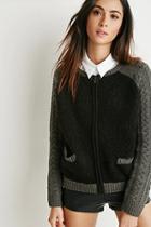 Forever21 Contemporary Raglan Cable Knit Cardigan