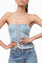 Forever21 Denim Lace-up Tube Top
