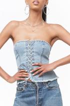 Forever21 Denim Lace-up Tube Top